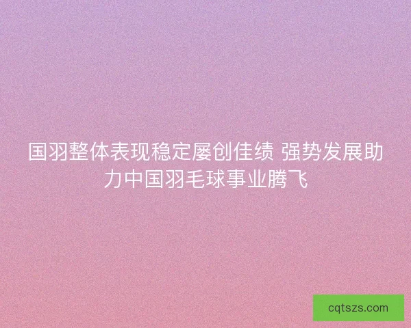 国羽整体表现稳定屡创佳绩 强势发展助力中国羽毛球事业腾飞