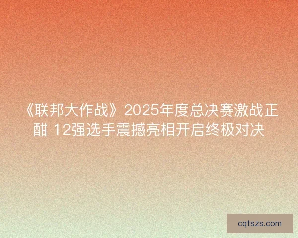 《联邦大作战》2025年度总决赛激战正酣 12强选手震撼亮相开启终极对决